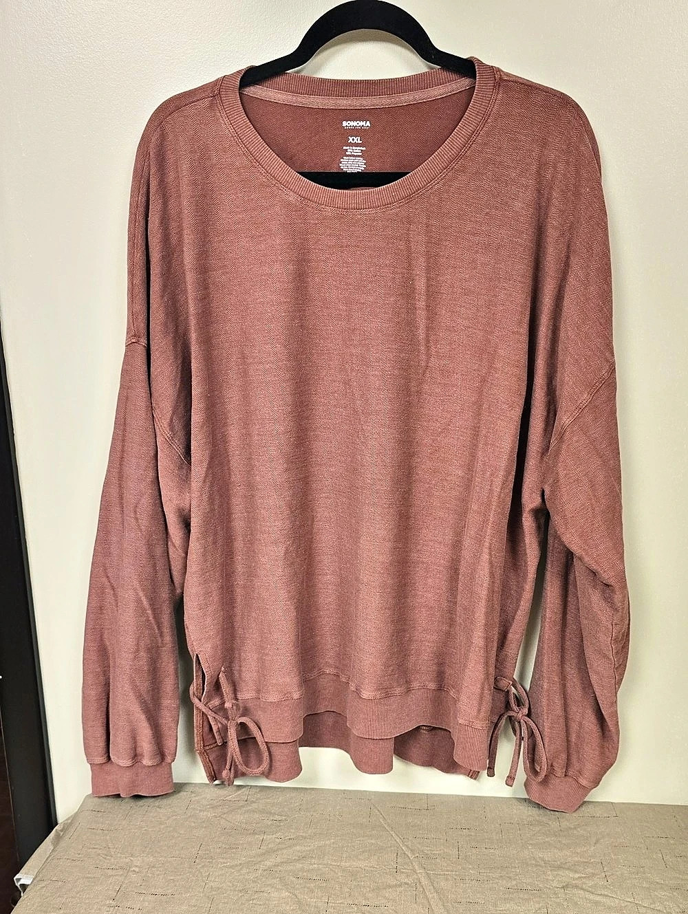 Sonoma Long Sleeve Tie-Hem Top in Pink/Orange Size XXL